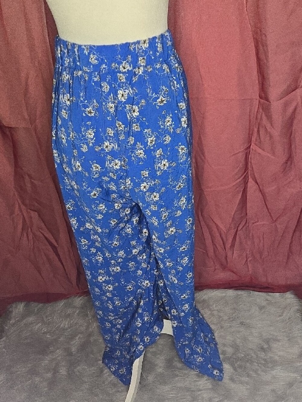 white birch Royal Blue Floral Wide-Leg Pants - Picture 3 of 6